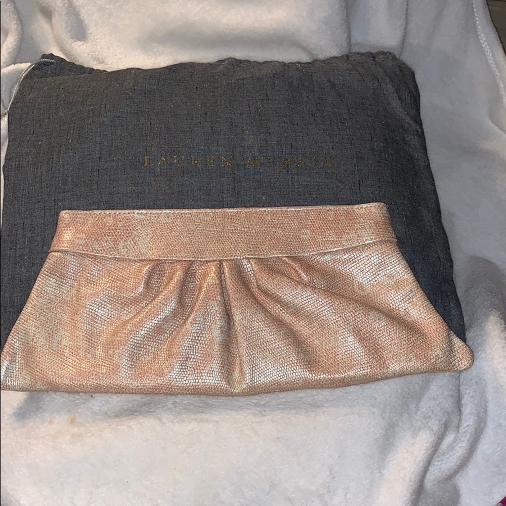 Lauren Merkin Gold/Cream Clutch w/ Dust Bag
